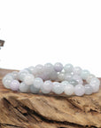 Baikalla Natural Jadeite Jade Round Light Lavender Beads Bracelet (9.5mm)