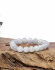 Baikalla Natural Jadeite Jade Round Light Lavender Beads Bracelet (9.5mm)