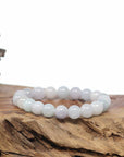 Baikalla Natural Jadeite Jade Round Light Lavender Beads Bracelet (9.5mm)
