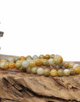 Genuine Jadeite Jade Round Yellow Beads Bracelet (7.5mm)
