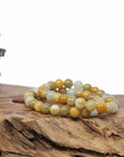 Genuine Jadeite Jade Round Yellow Beads Bracelet (7.5mm)