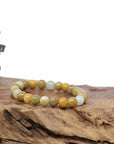Genuine Jadeite Jade Round Yellow Beads Bracelet (7.5mm)