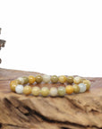 Genuine Jadeite Jade Round Yellow Beads Bracelet (7.5mm)