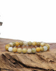 Genuine Jadeite Jade Round Yellow Beads Bracelet (7.5mm)