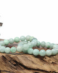 Baikalla Natural Jadeite Jade Round Green Beads Bracelet (9.5mm)