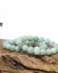 Baikalla Natural Jadeite Jade Round Green Beads Bracelet (9.5mm)
