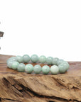 Baikalla Natural Jadeite Jade Round Green Beads Bracelet (9.5mm)
