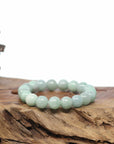 Baikalla Natural Jadeite Jade Round Green Beads Bracelet (9.5mm)