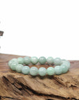 Baikalla Natural Jadeite Jade Round Green Beads Bracelet (9.5mm)