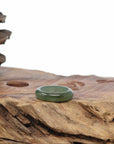 Baikalla Dark Icy Oil-Green Burmese Jadeite Jade Traditional Ring