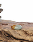 Baikalla Icy Light Green & Yellow-Brown Burmese Jadeite Jade Traditional Ring