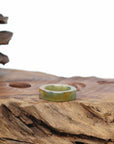 Baikalla Icy Green & Yellow Burmese Jadeite Jade Traditional Ring