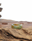 Baikalla Icy Green & Yellow Burmese Jadeite Jade Traditional Ring