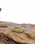Baikalla Icy Green & Yellow Burmese Jadeite Jade Traditional Ring