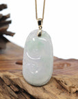 Genuine Ice Lavender Jadeite Jade RuYi Pendant Necklace With 18K Gold Bail