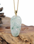 Genuine Ice Green Jadeite Jade Jin Zhi Yu Ye (Leaf) Necklace