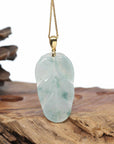 Genuine Ice Green Jadeite Jade Jin Zhi Yu Ye (Leaf) Necklace
