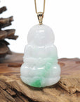 Genuine Burmese Jadeite Jade Guanyin Necklace With 14K Good Bail