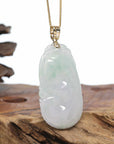 Genuine Ice Lavender Jadeite Jade RuYi Pendant Necklace With 18K Gold Bail