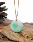 Baikalla 18k Yellow Gold Green Lucky KouKou Jadeite Jade Pendant