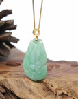 Genuine Green Jadeite Jade Nine-Tailed Fox Pendant