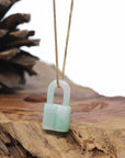 Baikalla Green Jadeite Jade Lock Necklace Pendant