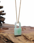 Baikalla Green Jadeite Jade Lock Necklace Pendant