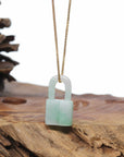 Baikalla Green Jadeite Jade Lock Necklace Pendant
