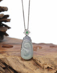18K Gold & Genuine Ice Jadeite Jade RuYi Pendant Necklace