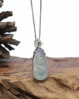 18K Gold & Genuine Ice Jadeite Jade RuYi Pendant Necklace