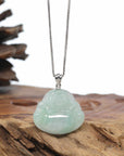 Genuine Ice Jadeite Jade Buddha Pendant Necklace