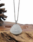 Natural Jadeite Jade Buddha Necklace With Gold Diamond Bail