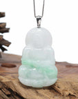 Genuine Burmese Jadeite Jade Guanyin Necklace With 14K Good Bail