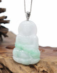 Genuine Burmese Jadeite Jade Guanyin Necklace With 14K Good Bail