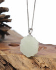 Baikalla "Lucky Lotus" White Nephrite Jade Pendant Necklace