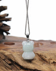 Baikalla Genuine Jadeite Jade Bear Pendant Necklace With Silver Bail (
