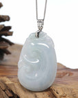 Genuine Lavender Jadeite Jade Ru Yi Pendant Necklace With Sterling Silver Bail