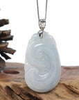 Genuine Lavender Jadeite Jade Ru Yi Pendant Necklace With Sterling Silver Bail