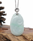 Genuine Lavender Jadeite Jade Ru Yi Pendant Necklace With Sterling Silver Bail