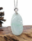 Genuine Lavender Jadeite Jade Ru Yi Pendant Necklace With Sterling Silver Bail