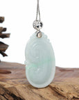 Genuine Lavender Jadeite Jade Ru Yi Pendant Necklace With Sterling Silver Bail