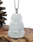Genuine Burmese Blue Jadeite Jade Guanyin Necklace