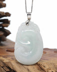 Genuine Lavender Jadeite Jade Ru Yi Pendant Necklace With Sterling Silver Bail