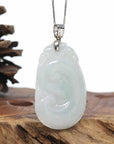 Genuine Lavender Jadeite Jade Ru Yi Pendant Necklace With Sterling Silver Bail