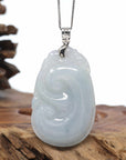 Genuine Lavender Jadeite Jade Ru Yi Pendant Necklace With Sterling Silver Bail