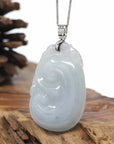 Genuine Lavender Jadeite Jade Ru Yi Pendant Necklace With Sterling Silver Bail