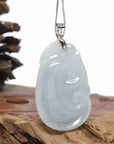 Genuine Lavender Jadeite Jade Ru Yi Pendant Necklace With Sterling Silver Bail