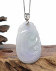Genuine Lavender Jadeite Jade Ru Yi Pendant Necklace With Sterling Silver Bail