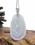 Genuine Lavender Jadeite Jade Ru Yi Pendant Necklace With Sterling Silver Bail