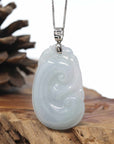 Genuine Lavender Jadeite Jade Ru Yi Pendant Necklace With Sterling Silver Bail